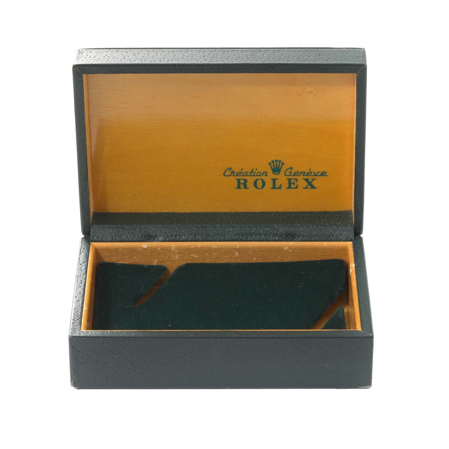 This image shows an open presentation box for the Rolex Vintage Collection 16253 Men's Steel and Gold (two tone) Black Dial 16253 Men's Steel and Gold (two tone) Black Dial model, displaying the interior foam and brand logo.