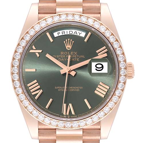 Photo of Rolex Day-Date 40 President Rose Gold Diamond Mens Watch 228345 Box Card