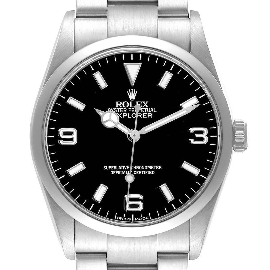 Rolex Explorer I Black Dial Steel Mens Watch 114270 Box Card SwissWatchExpo