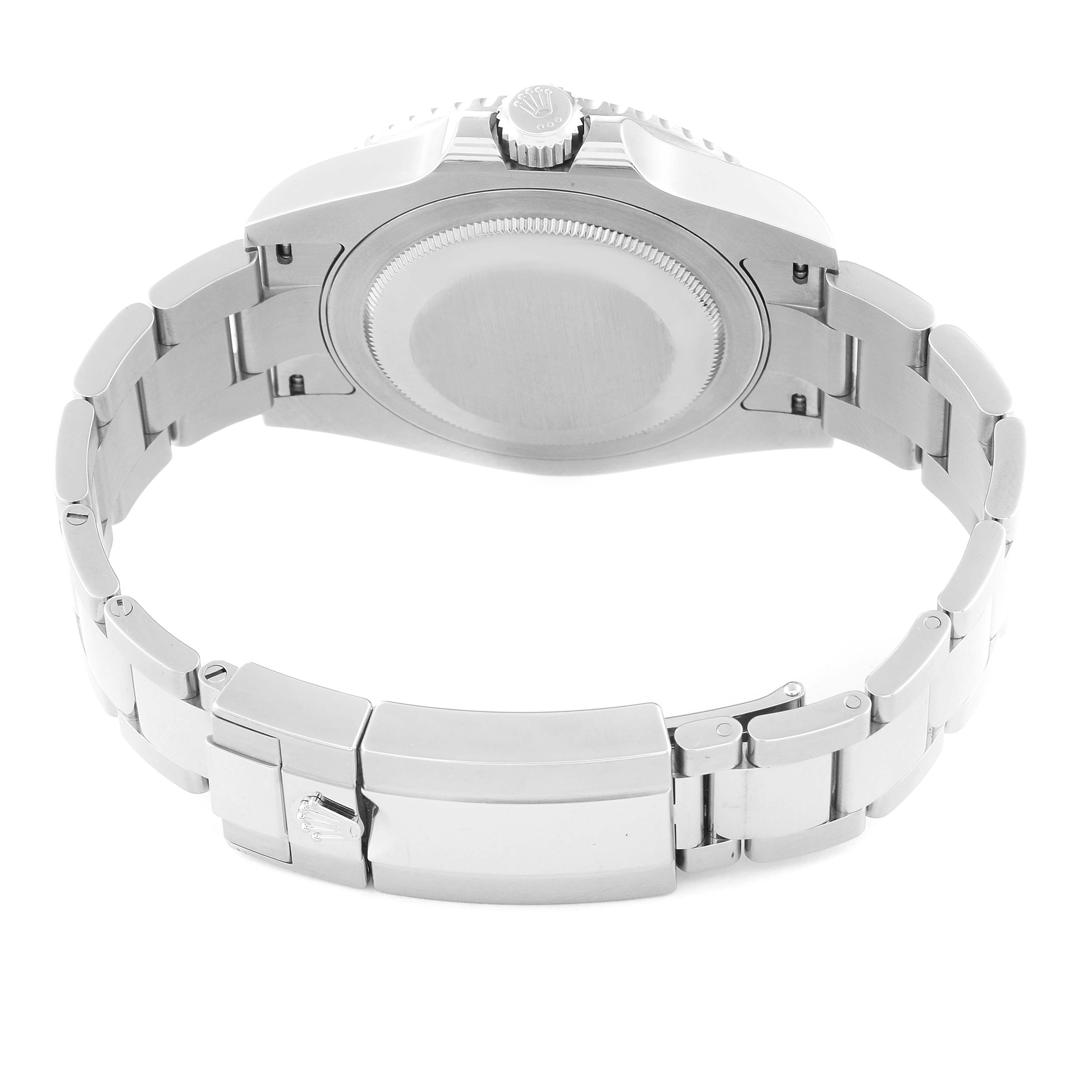 The image shows the back view of a Rolex GMT-Master 126710 Men
s Stainless Steel Black Dial 126710 Men
s Stainless Steel Black Dial watch, highlighting the bracelet and clasp.