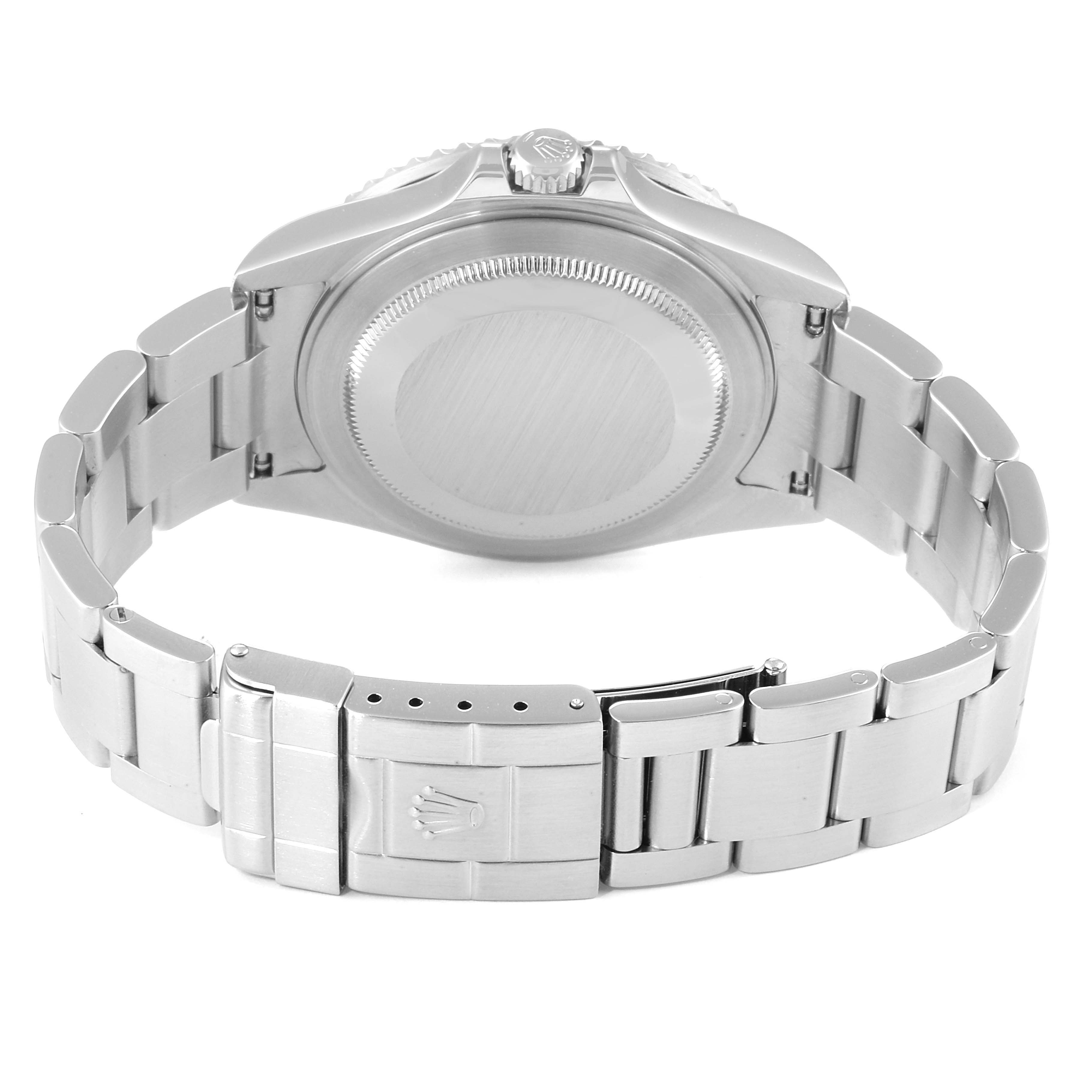 This image shows the back case and the bracelet of a Rolex GMT-Master 16710 Men's Stainless Steel Black Dial 16710 Men's Stainless Steel Black Dial watch.