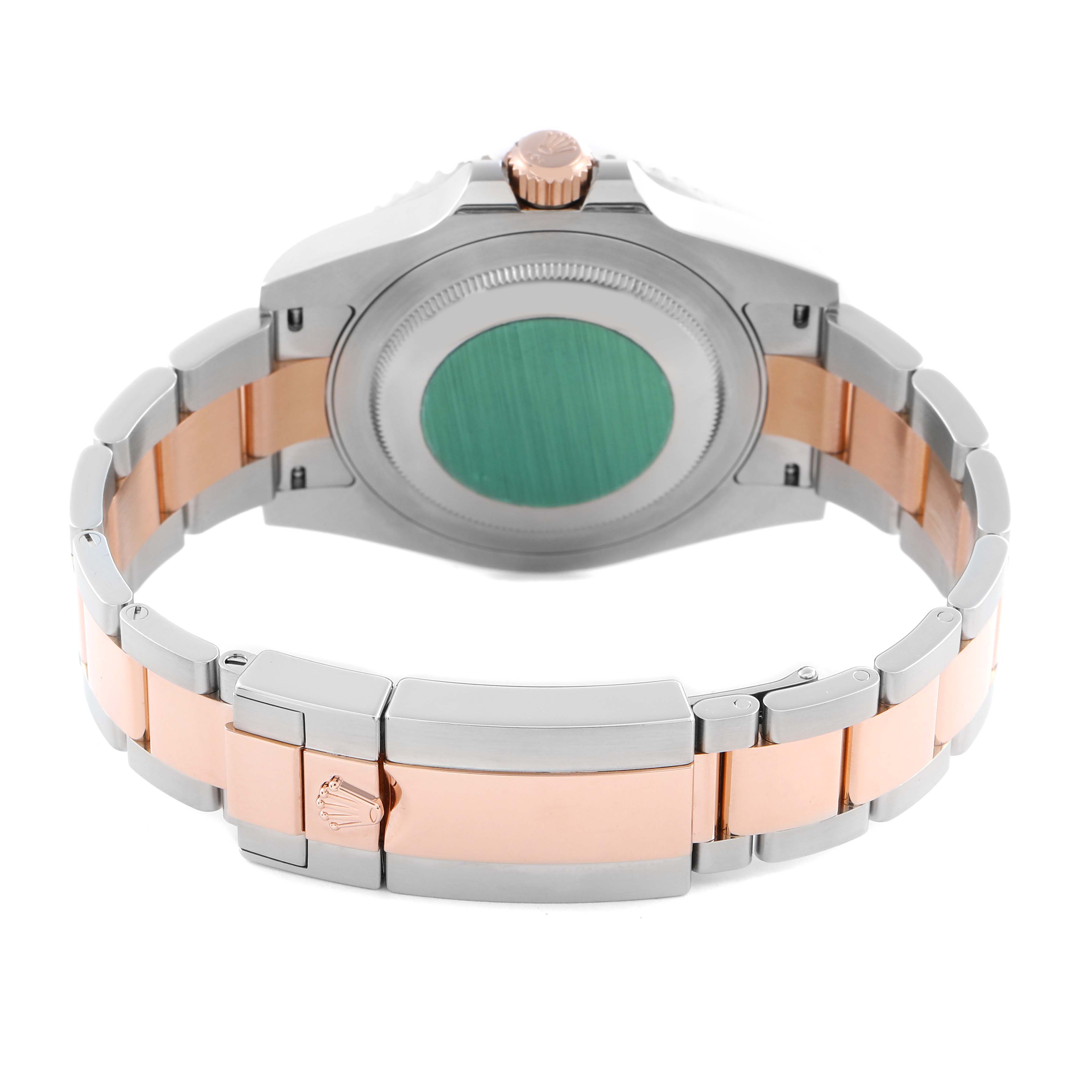 The image shows the back view of a Rolex GMT-Master 126711 Men's Steel and Gold (two tone) Black Dial 126711 Men's Steel and Gold (two tone) Black Dial watch, highlighting the two-tone bracelet and case back.