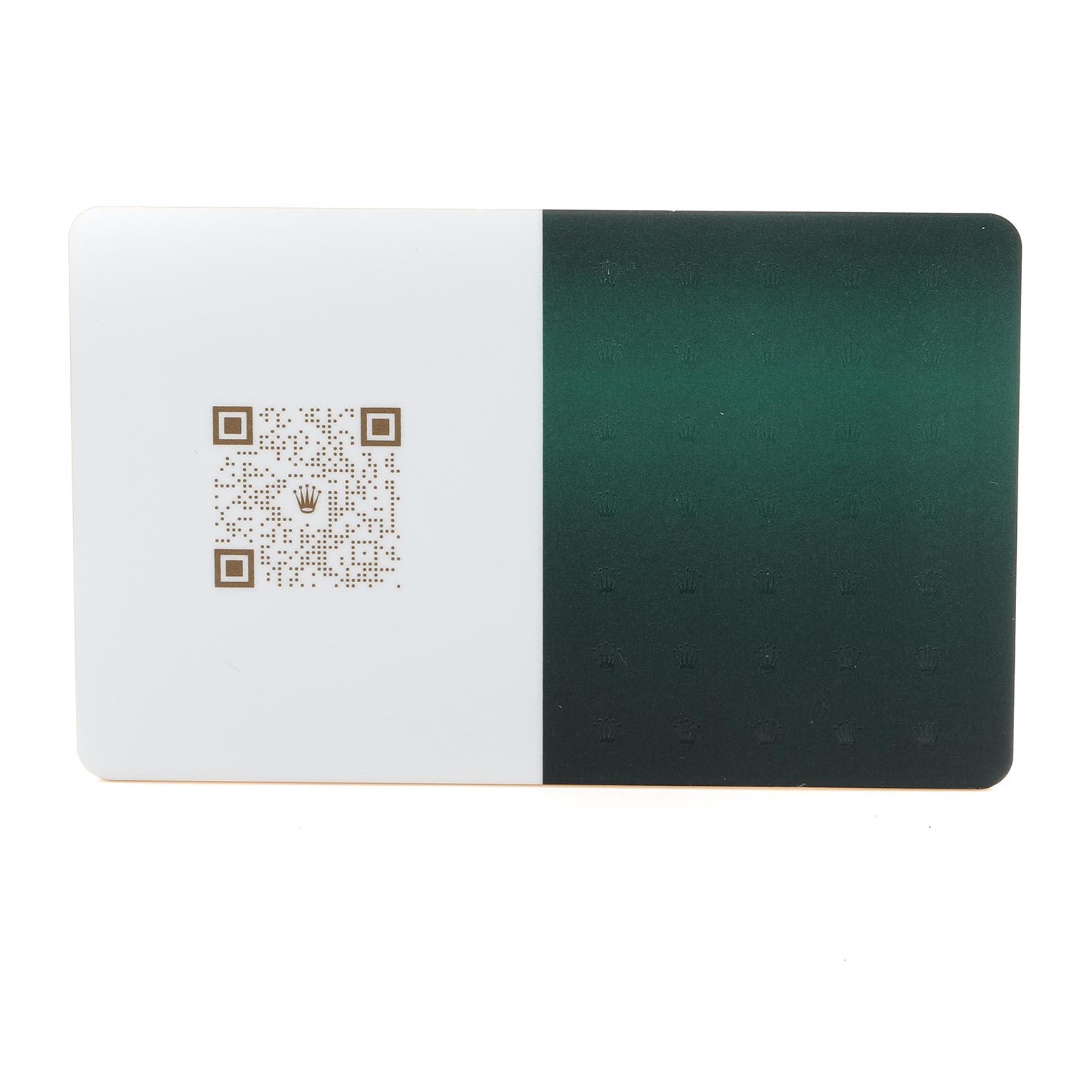 The image shows a warranty or ID card for a Rolex GMT-Master 16713 Men's Steel and Gold (two tone) Brown Dial 16713 Men's Steel and Gold (two tone) Brown Dial watch, featuring a QR code and the Rolex logo.