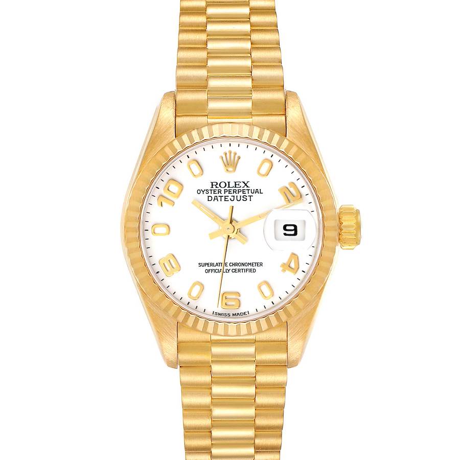 Rolex President Datejust 26 Yellow Gold White Dial Ladies Watch 69178 SwissWatchExpo