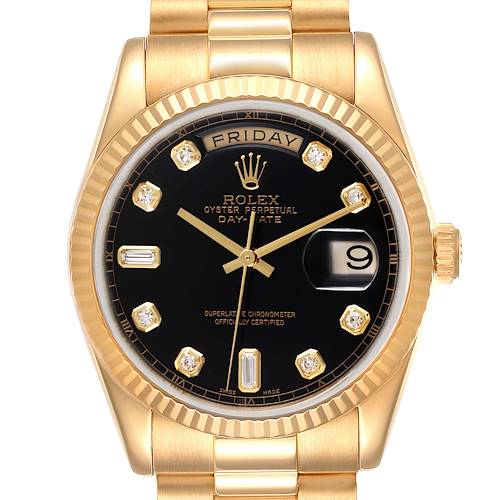 Photo of Rolex President Day Date Yellow Gold Diamond Mens Watch 118238 Box Papers