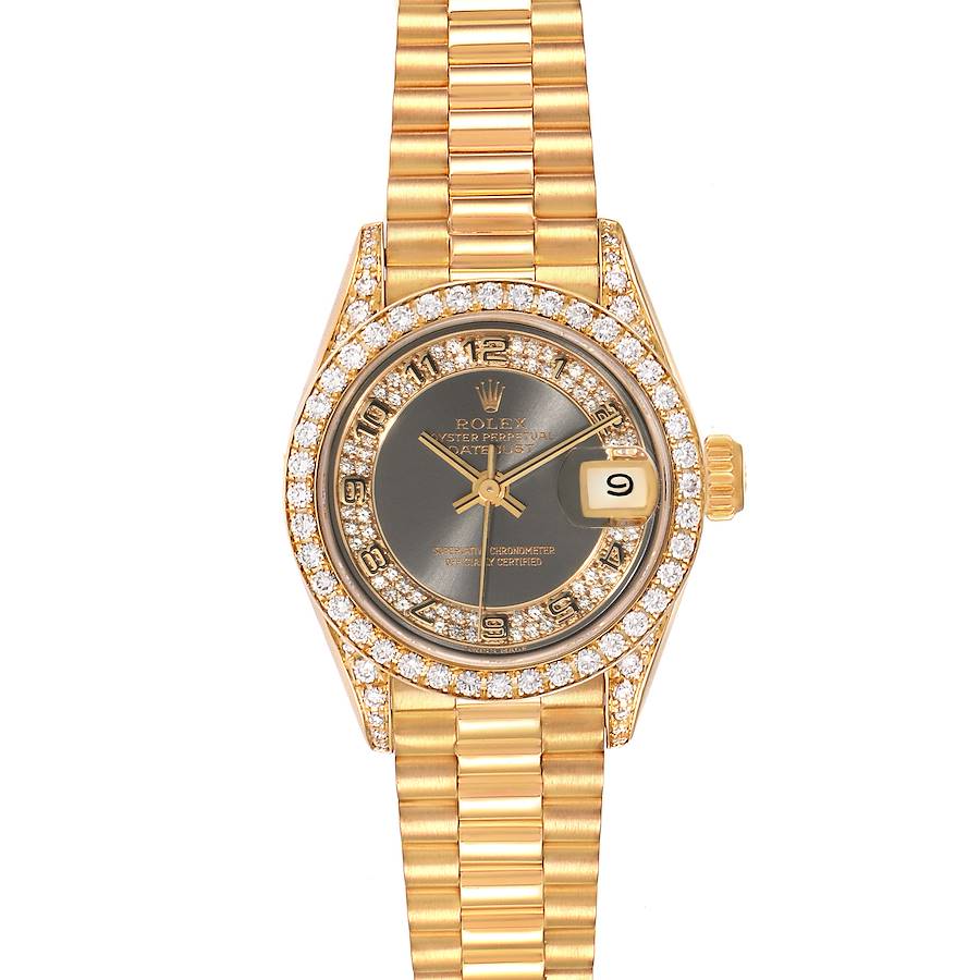 Rolex President Yellow Gold Myriad Diamond Ladies Watch 69158 Box Papers SwissWatchExpo