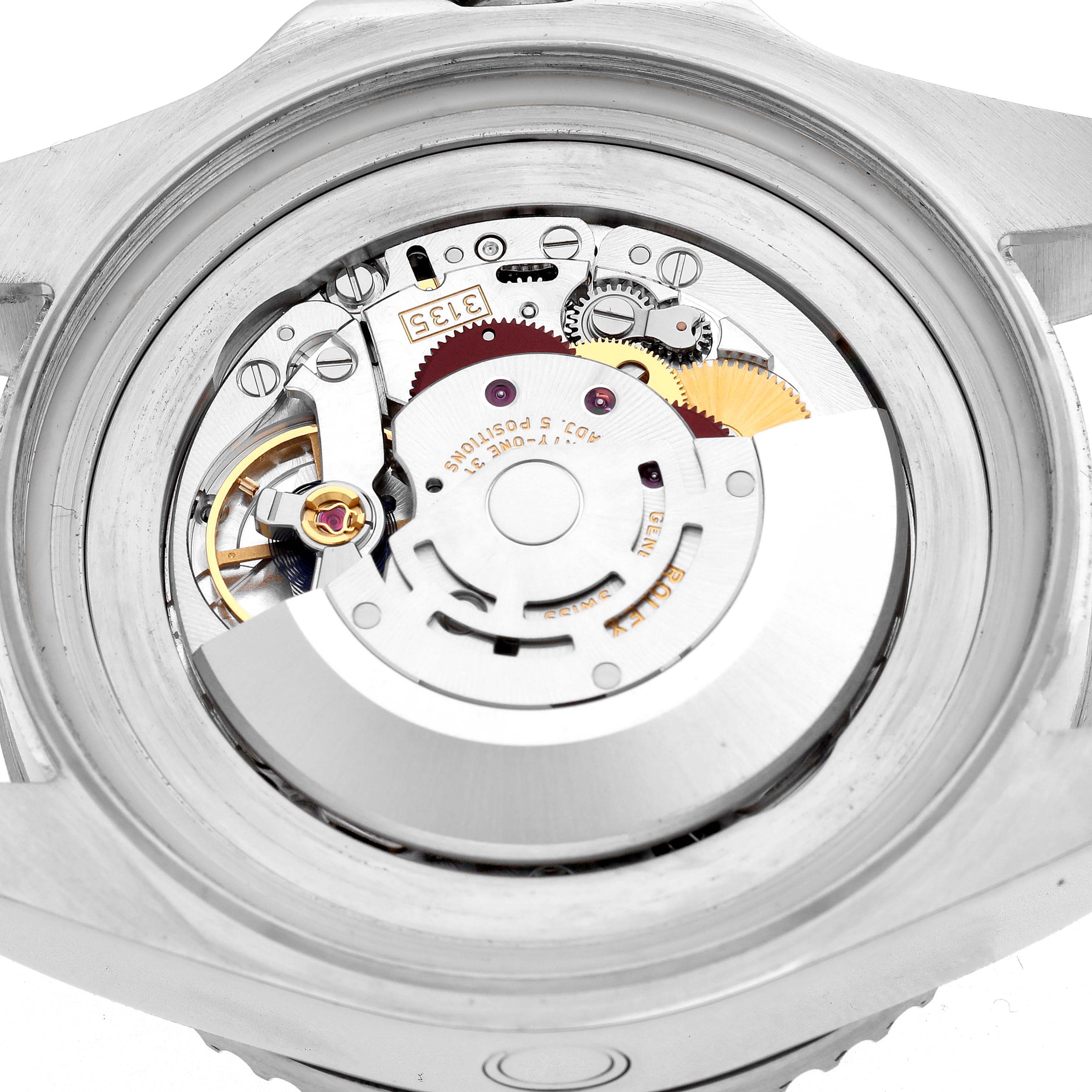 The Rolex Sea-Dweller 116660 Men
s Stainless Steel Blue Dial 116660 Men
s Stainless Steel Blue Dial watch is shown from the back, highlighting its intricate internal movement and components.