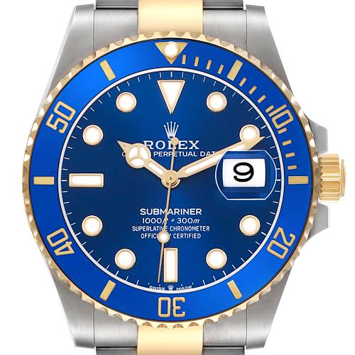 Photo of Rolex Submariner 41 Steel Yellow Gold Blue Dial Mens Watch 126613 Box Card