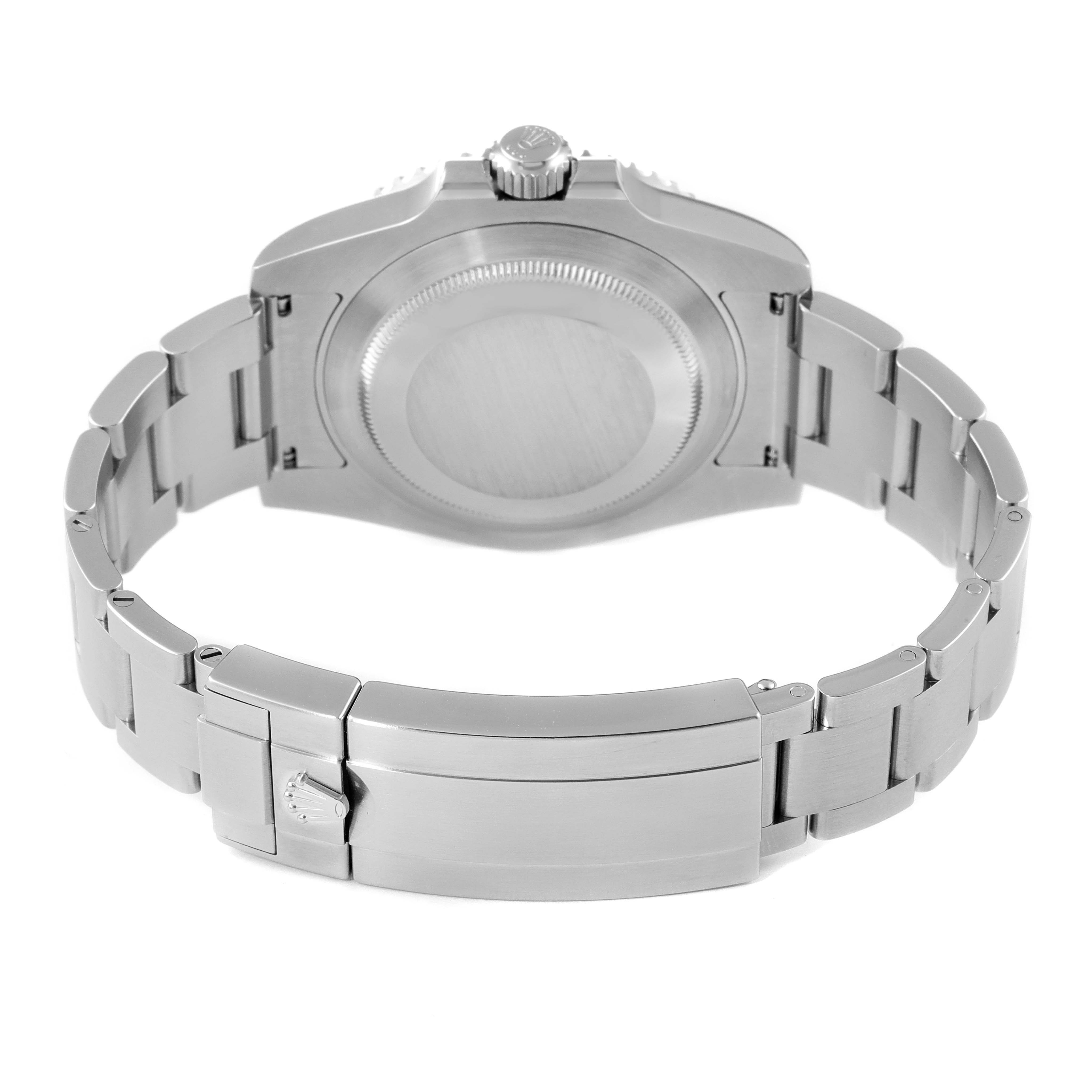 This image shows the back of a Rolex Submariner 116610LN Men
s Stainless Steel Black Dial 116610LN Men
s Stainless Steel Black Dial watch, highlighting the case back and the clasp of the bracelet.