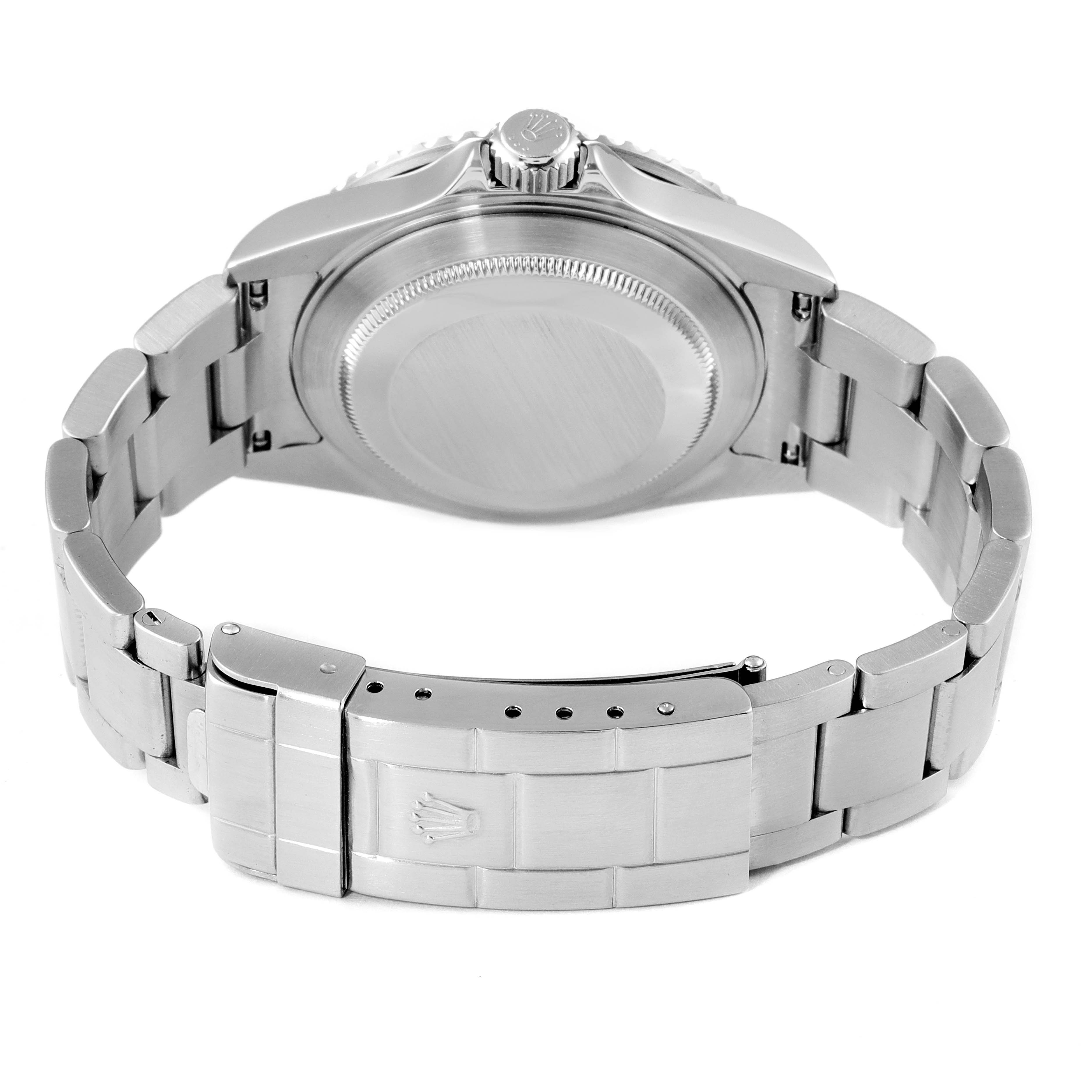 The image shows the back case and bracelet of a Rolex Submariner 16610 Men
s Stainless Steel Black Dial 16610 Men
s Stainless Steel Black Dial watch from a rear angle.