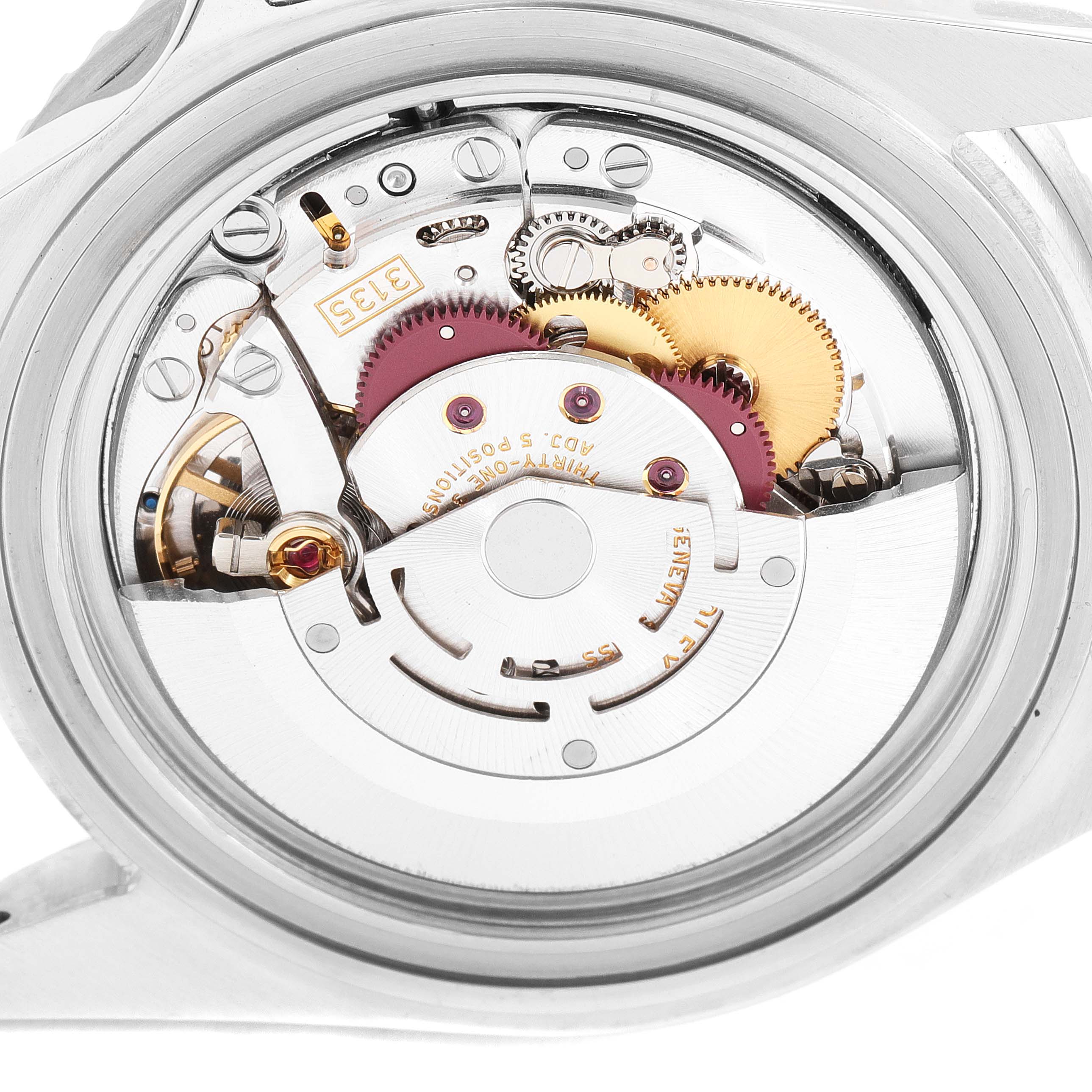 This image shows the backside view of a Rolex Submariner 16610 Men
s Stainless Steel Black Dial 16610 Men
s Stainless Steel Black Dial, focusing on its mechanical movement components.