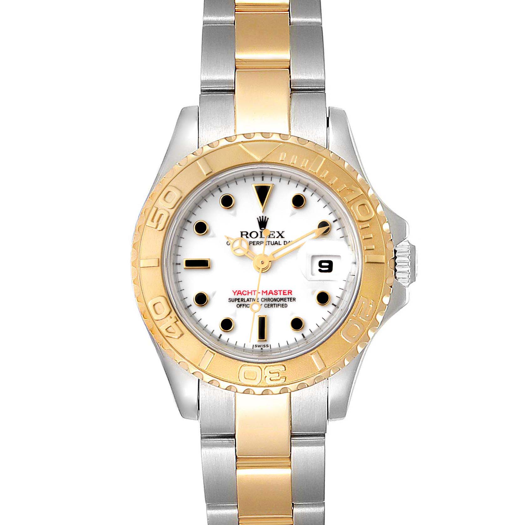 Rolex Yachtmaster 29mm White Dial Steel Yellow Gold Watch 69623 Box ...