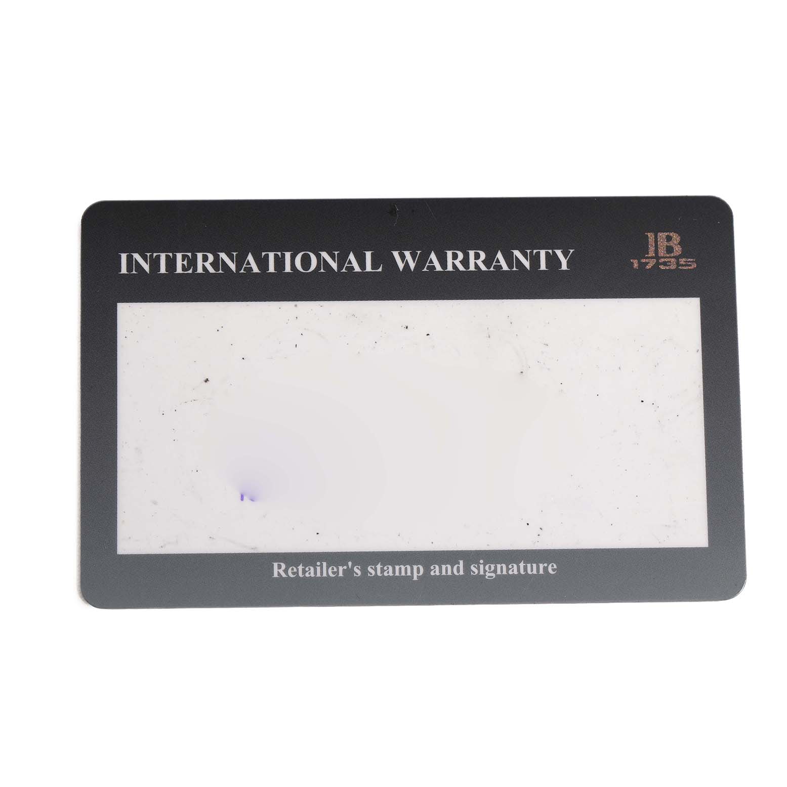 The image shows an international warranty card for the Blancpain Fifty Fathoms 5085FB-1140-71B Men's Stainless Steel Blue Dial watch.