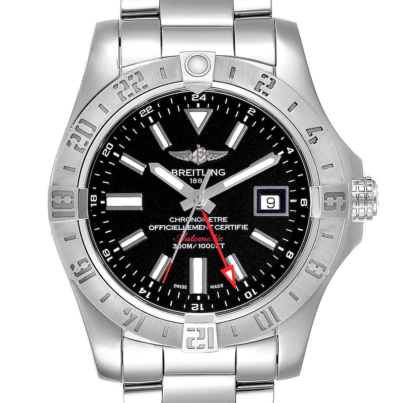 Breitling Aeromarine Avenger II GMT Black Dial Watch A32390 Box Papers SwissWatchExpo
