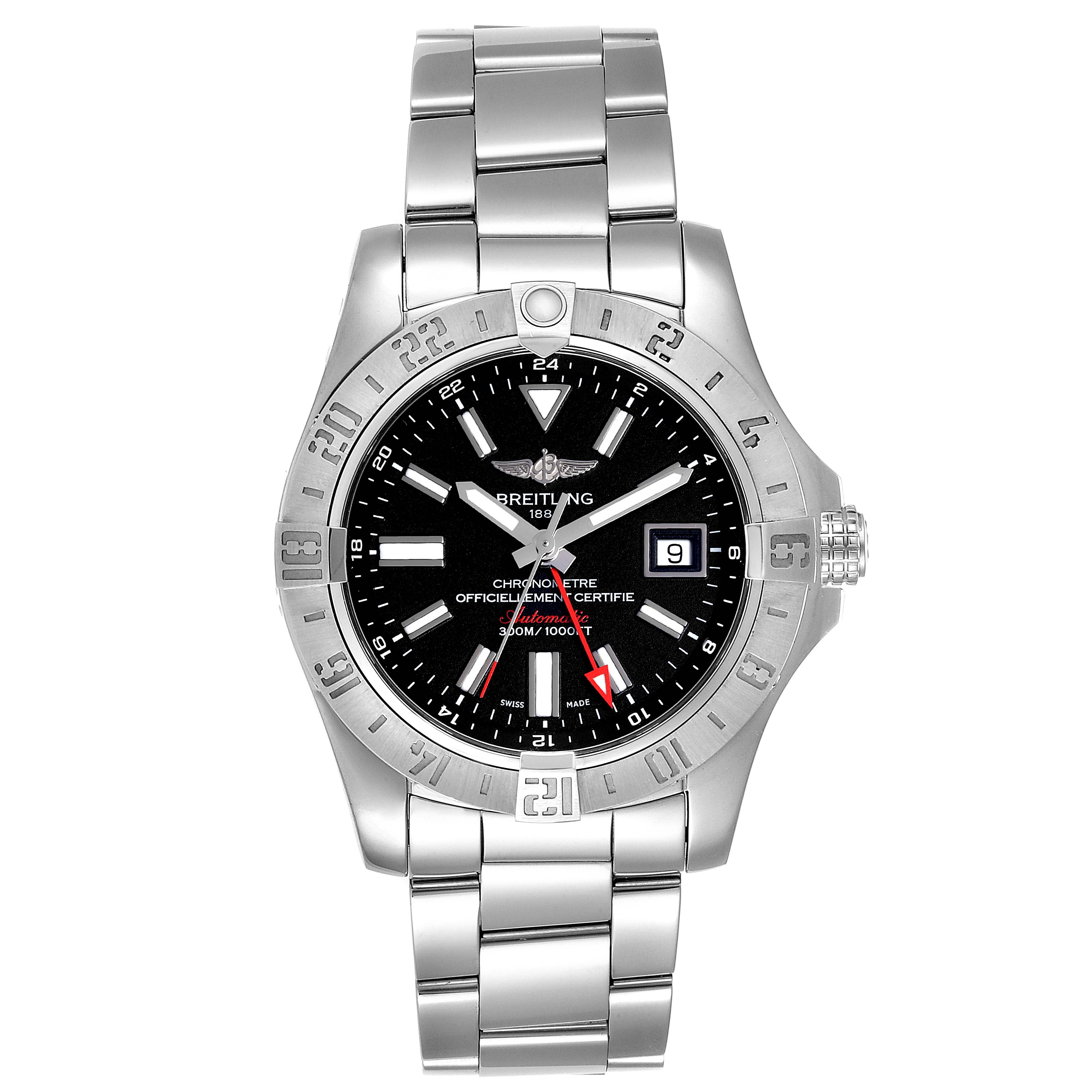 Breitling Aeromarine Avenger II GMT Black Dial Watch A32390 Box Papers ...