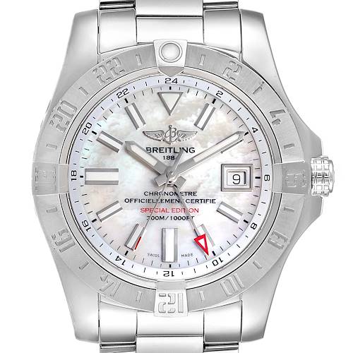 Photo of Breitling Aeromarine Avenger II GMT MOP Dial Watch A32390 Box Papers
