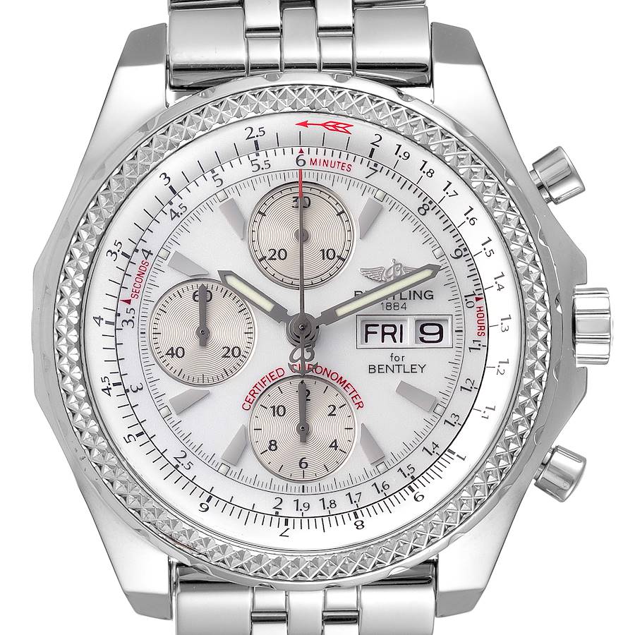 Breitling Bentley Motors GT Silver Dial Chronograph Mens Watch A13362 SwissWatchExpo