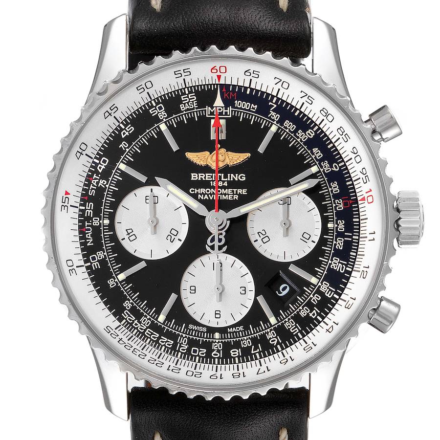 Breitling Navitimer 01 Black Strap Automatic Steel Watch AB0120 Box Card SwissWatchExpo