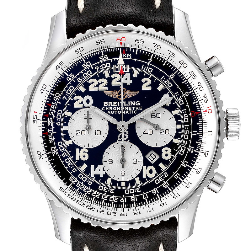 Breitling Navitimer Cosmonaute Black Dial Steel Mens Watch A22322 SwissWatchExpo