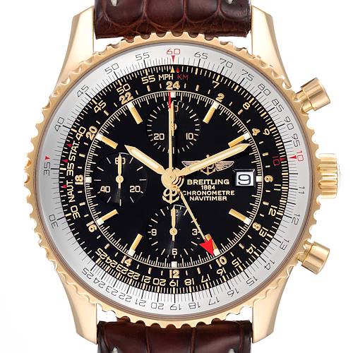 Photo of Breitling Navitimer World Yellow Gold Limited Edition Watch K24322 Box Papers