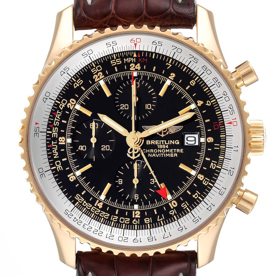 Breitling Navitimer World Yellow Gold Limited Edition Watch K24322 Box Papers SwissWatchExpo