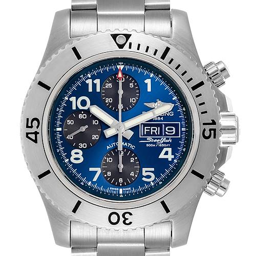 Photo of Breitling SuperOcean Blue Dial Chronograph II Mens Watch A13341 Box Papers