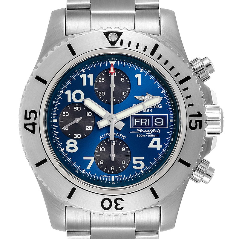 Breitling SuperOcean Blue Dial Chronograph II Mens Watch A13341 Box Papers SwissWatchExpo