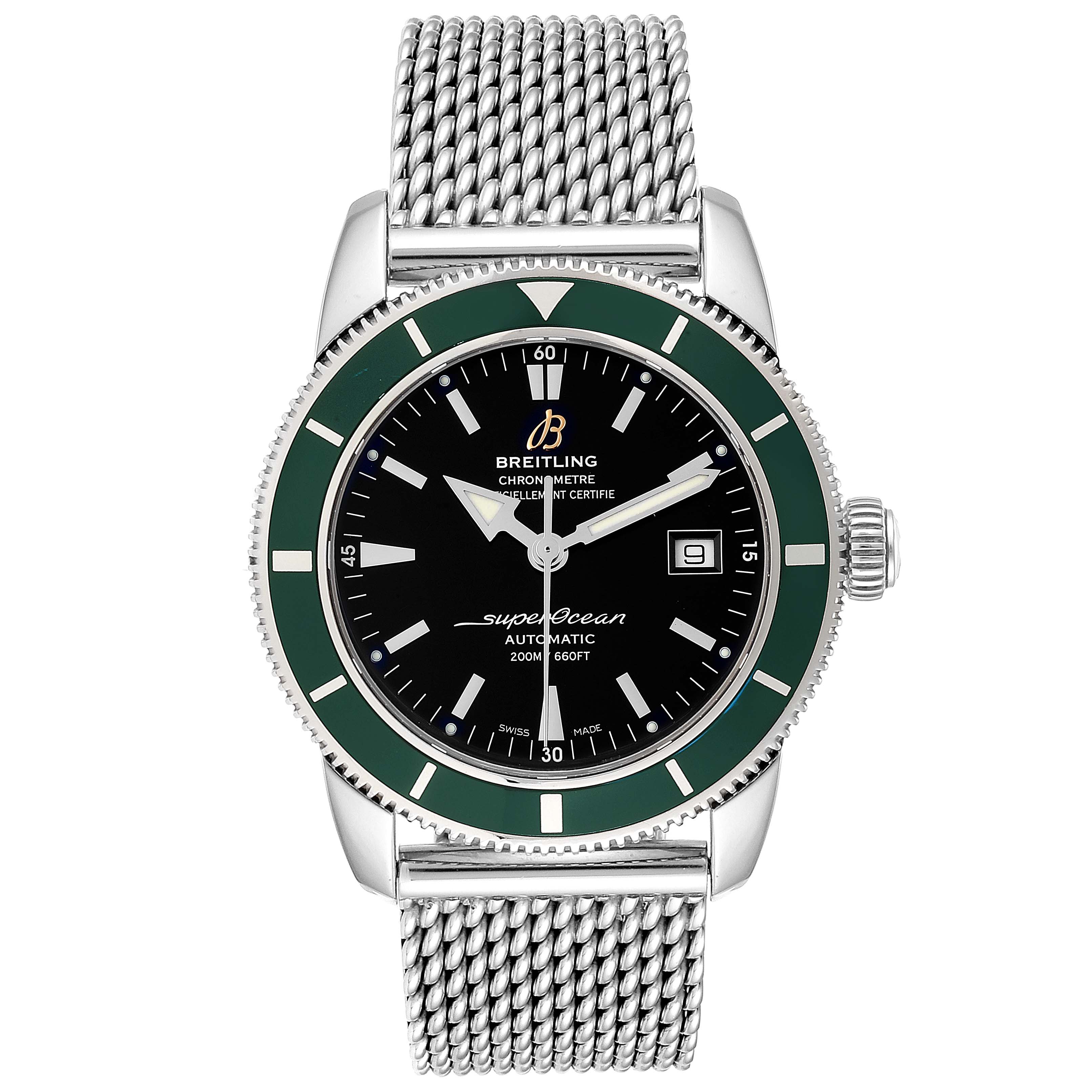 Breitling Superocean Heritage 42 Green Bezel Steel Mens Watch A17321 ...