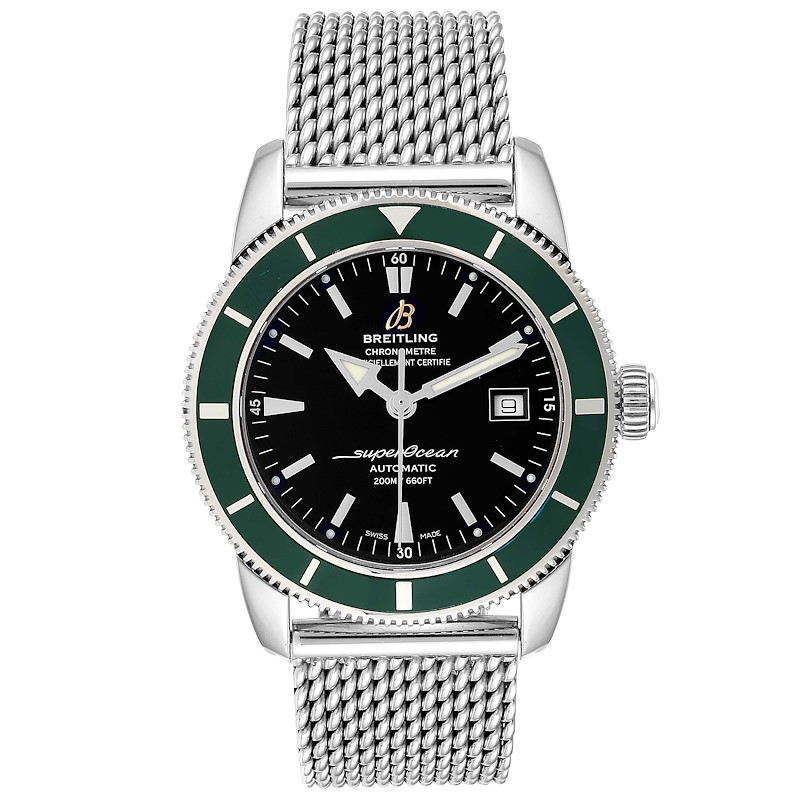 Breitling Superocean Heritage 42 Green Bezel Steel Mens Watch A17321 ...