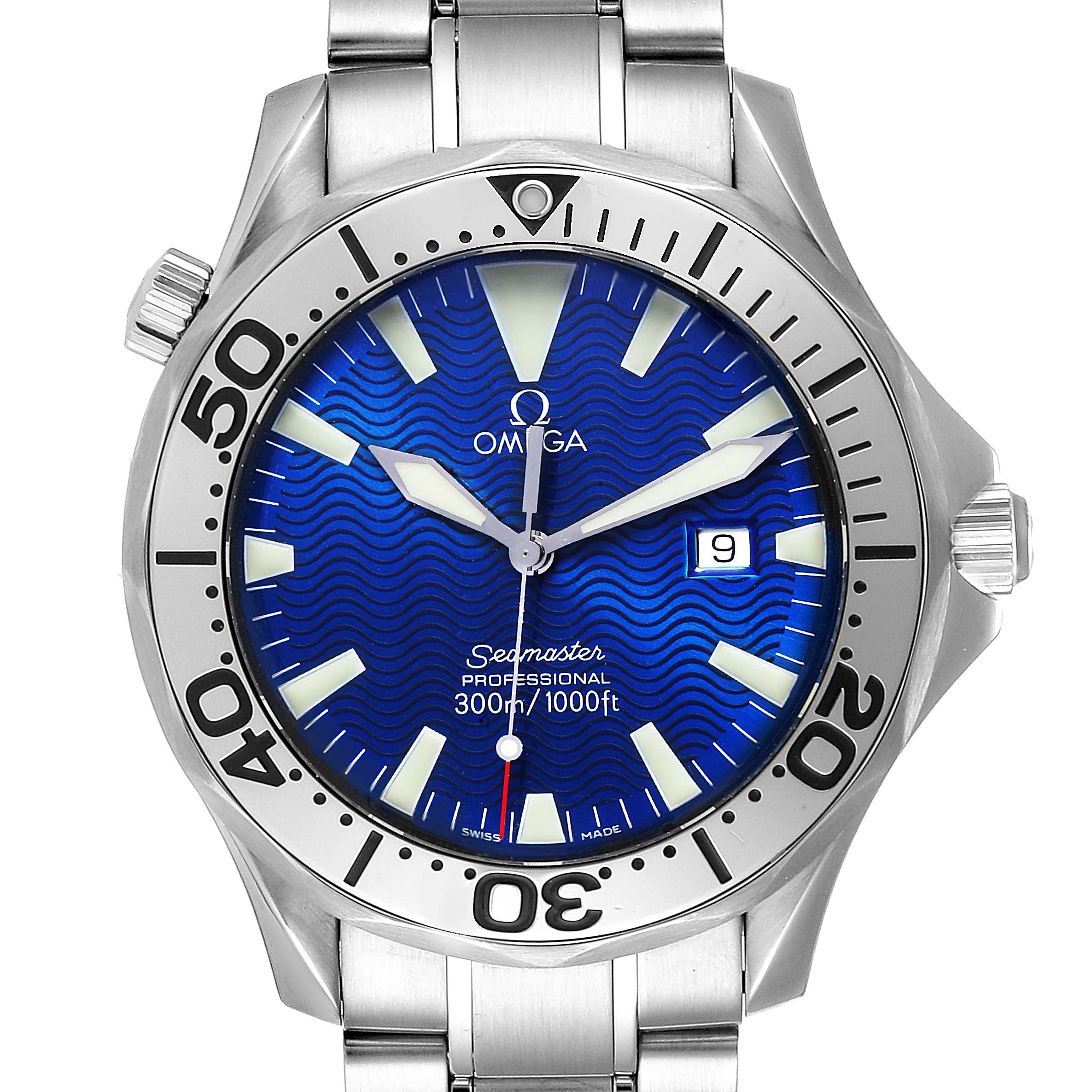 Omega Seamaster Electric Blue Wave Dial Mens Watch 2265.80.00
