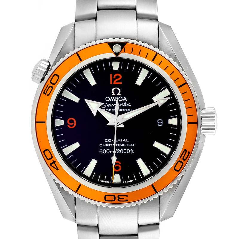 Omega Seamaster Planet Ocean Orange Bezel Watch 2209.50.00 Card SwissWatchExpo