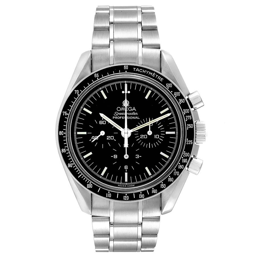 Omega Speedmaster Moonwatch Hesalite Sapphire Steel Mens Watch 3572.50.00 SwissWatchExpo