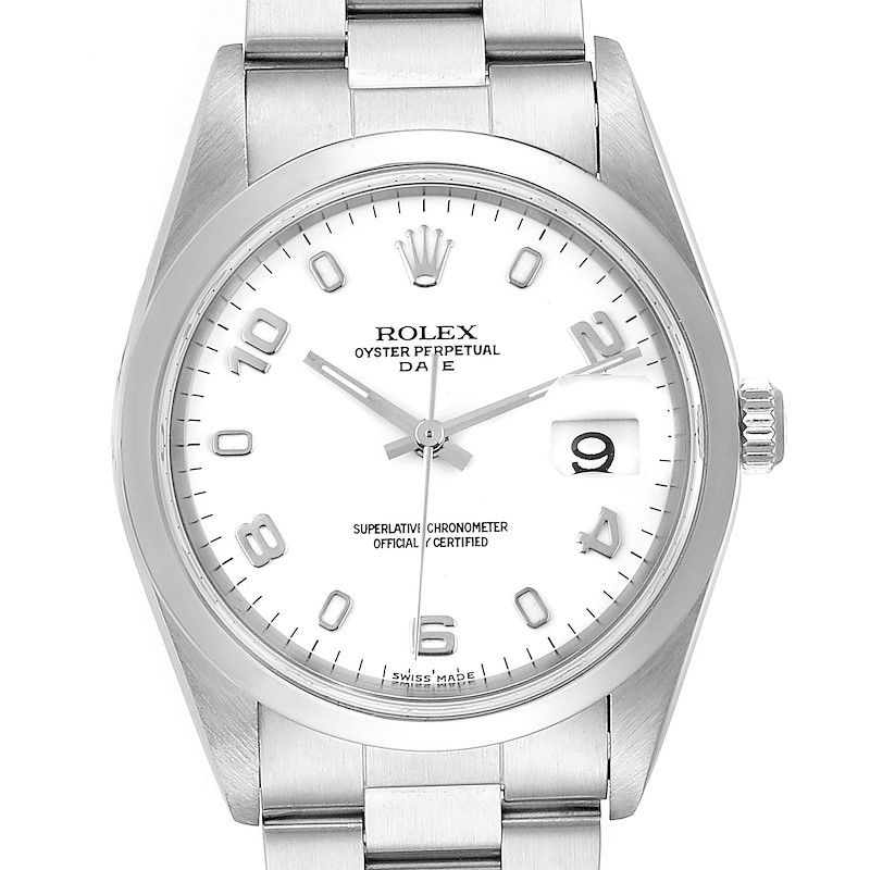Rolex Date White Dial Oyster Bracelet Steel Mens Watch 15200 Box Papers ...