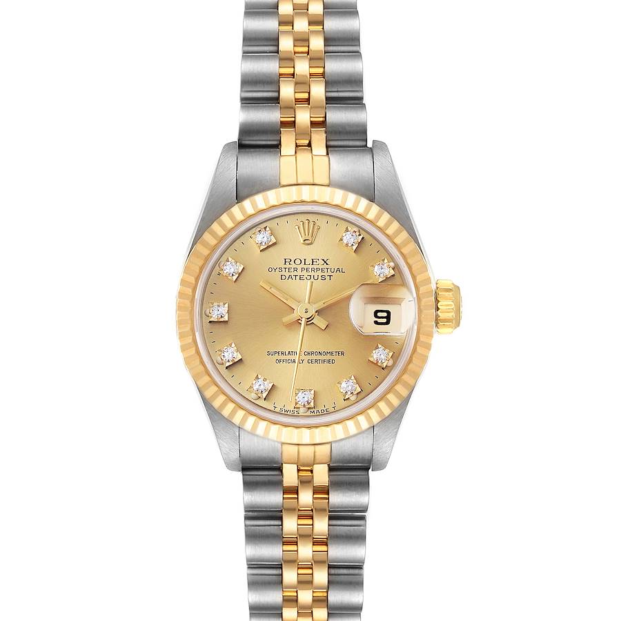 Rolex Datejust 26mm Steel Yellow Gold Diamond Ladies Watch 69173 Box Card SwissWatchExpo