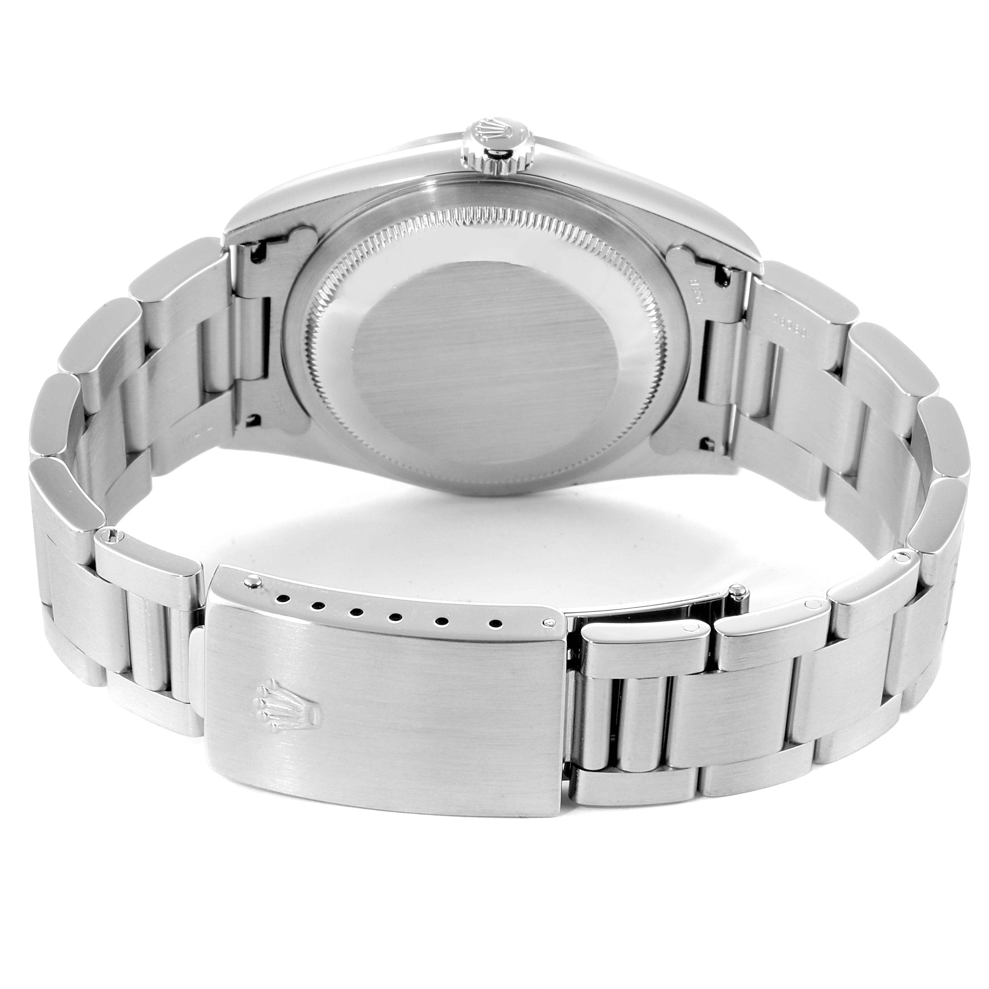 The image shows the back and bracelet clasp of a Rolex Datejust 16200 Men
s Stainless Steel Grey Dial 16200 Men
s Stainless Steel Grey Dial watch from a rear angle.