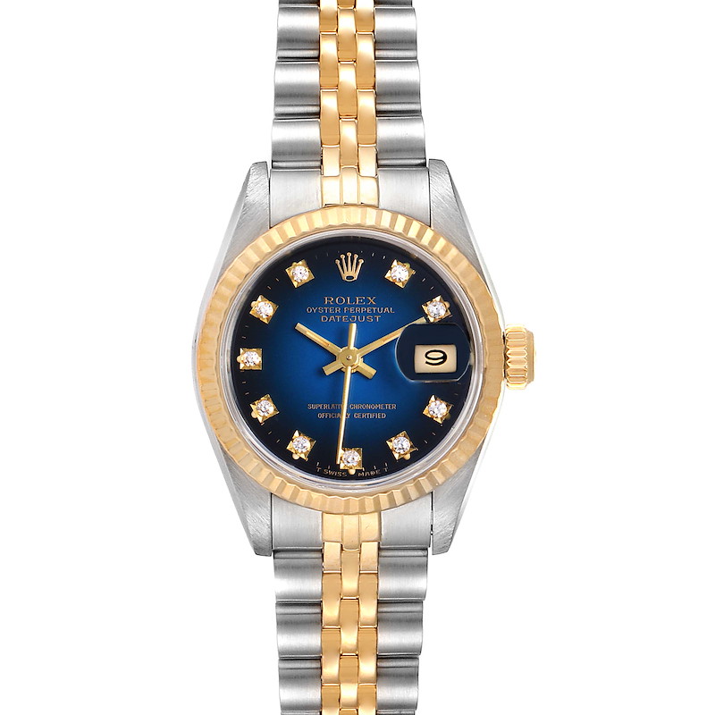 Rolex Datejust Steel 18K Yellow Gold Vignette Diamond Ladies Watch 69173 SwissWatchExpo