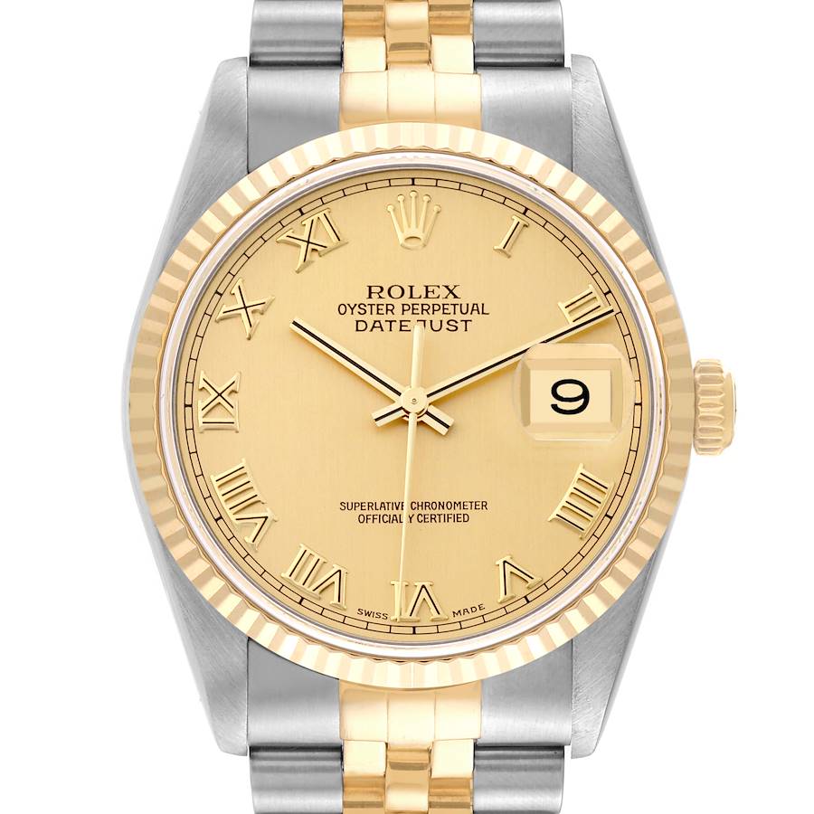 Rolex Datejust Steel Yellow Gold Champagne Dial Mens Watch 16233 SwissWatchExpo