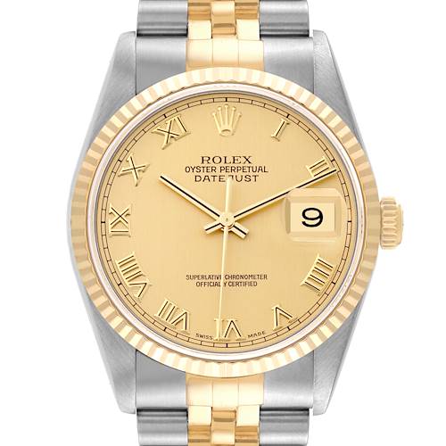 Photo of Rolex Datejust Steel Yellow Gold Champagne Dial Mens Watch 16233