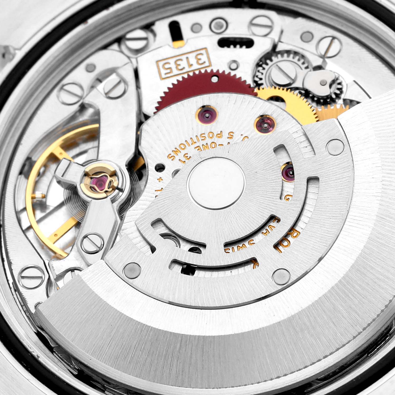 The image shows a close-up view of the internal movement and mechanics of a Rolex Turn-o-Graph 116264 Men
s Stainless Steel Black Dial 116264 Men
s Stainless Steel Black Dial watch.