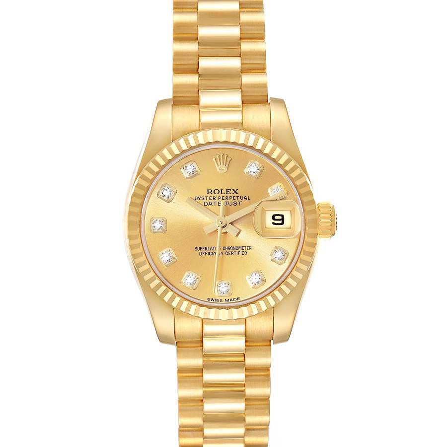 Rolex President Datejust Yellow Gold Diamond Ladies Watch 179178 Box Card SwissWatchExpo