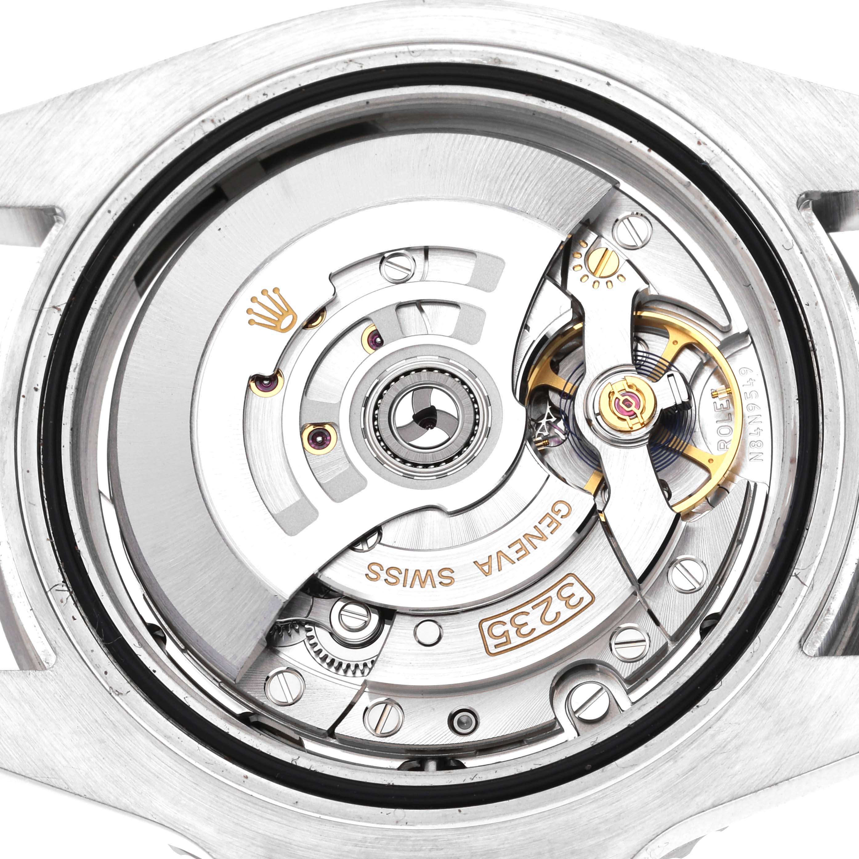 This image shows the internal movement mechanism of a Rolex Submariner 126610 Men
s Stainless Steel Black Dial 126610 Men
s Stainless Steel Black Dial watch viewed from the back.