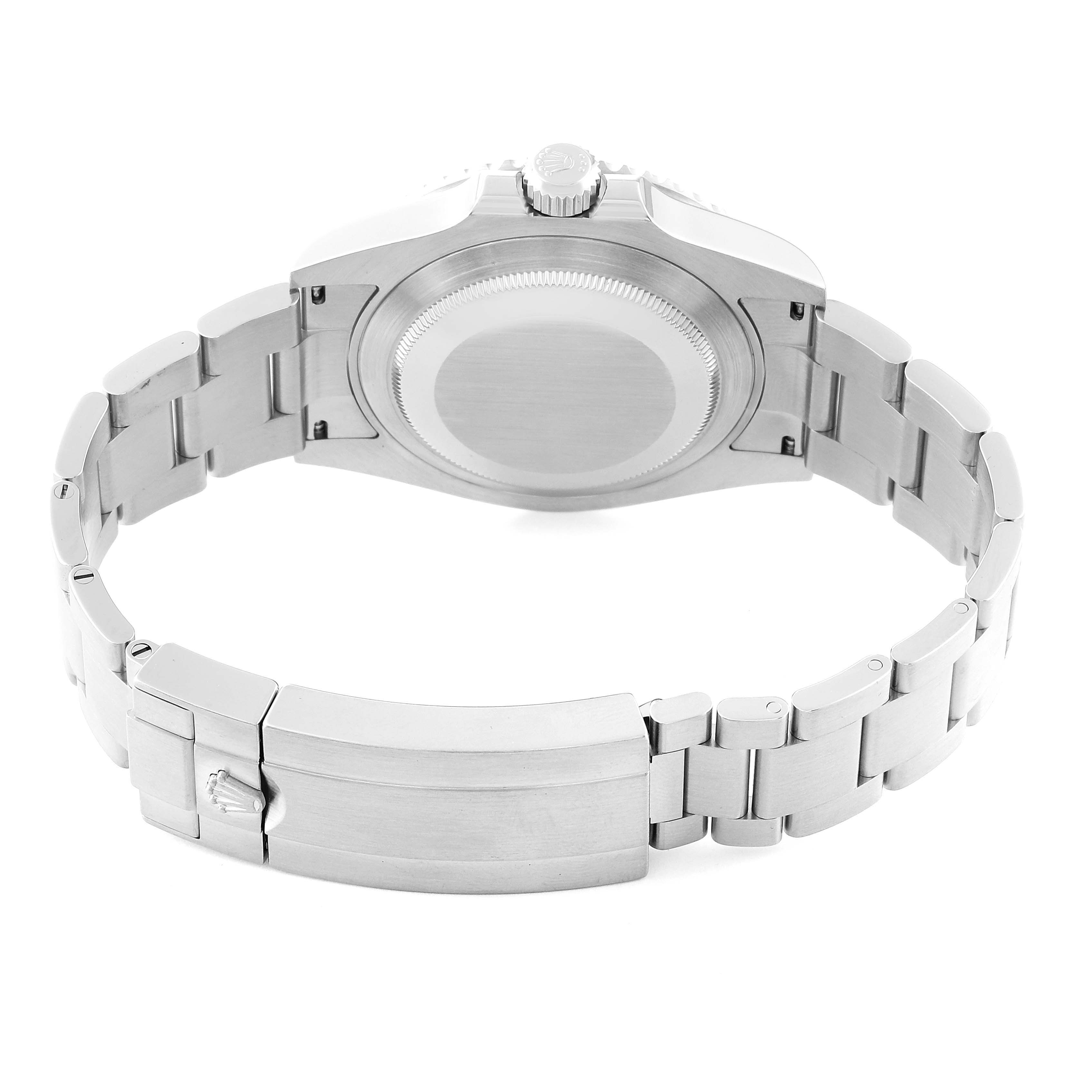 The image shows the back view of a Rolex Submariner 126610 Men
s Stainless Steel Black Dial 126610 Men
s Stainless Steel Black Dial watch, highlighting its case back and bracelet clasp.