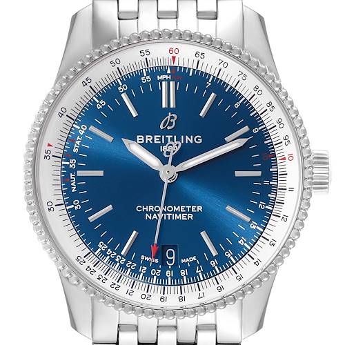 Photo of Breitling Navitimer Automatic 38 Blue Dial Steel Mens Watch A17325 Box Card
