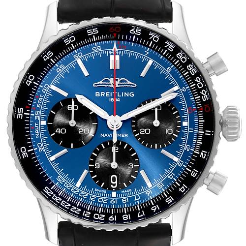 Photo of Breitling Navitimer Chronograph 41 Blue Dial Steel Mens Watch AB0139 Box Card