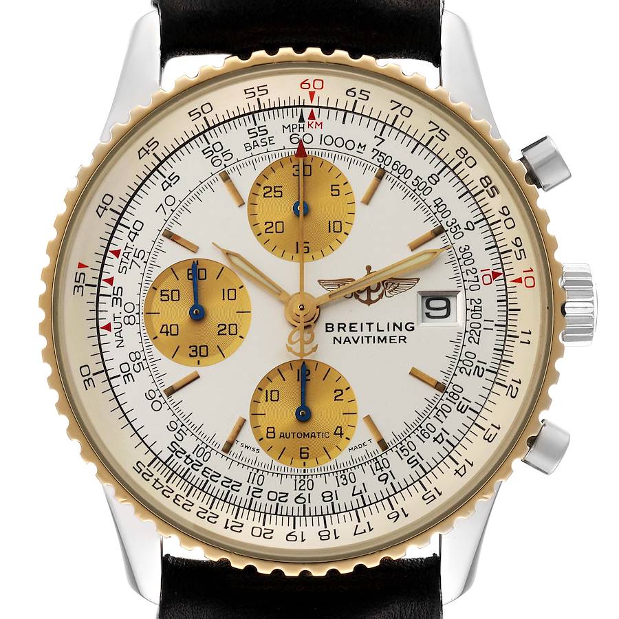 Breitling Navitimer II Steel 18K Yellow Gold Silver Dial Mens Watch D13022 SwissWatchExpo