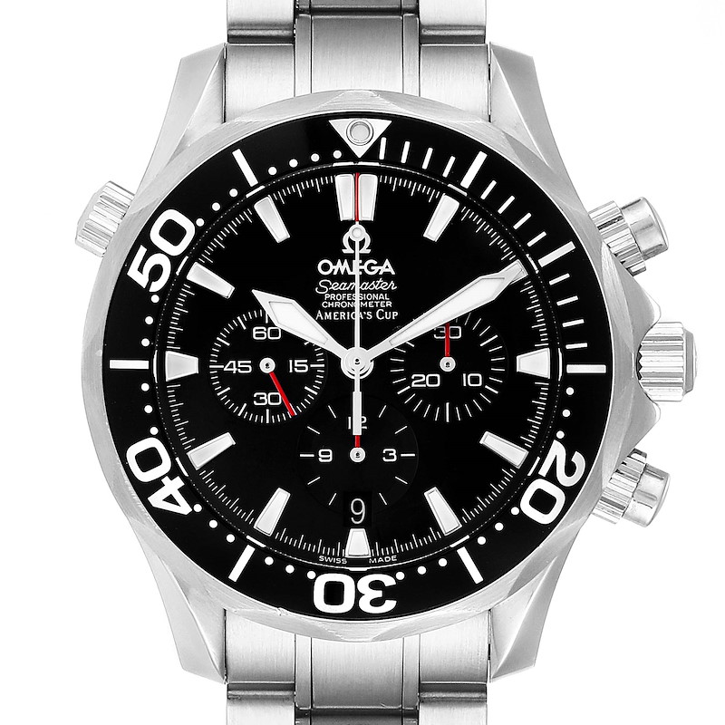 Omega Seamaster 300M Chronograph Americas Cup Watch 2594.50.00 Box Card SwissWatchExpo