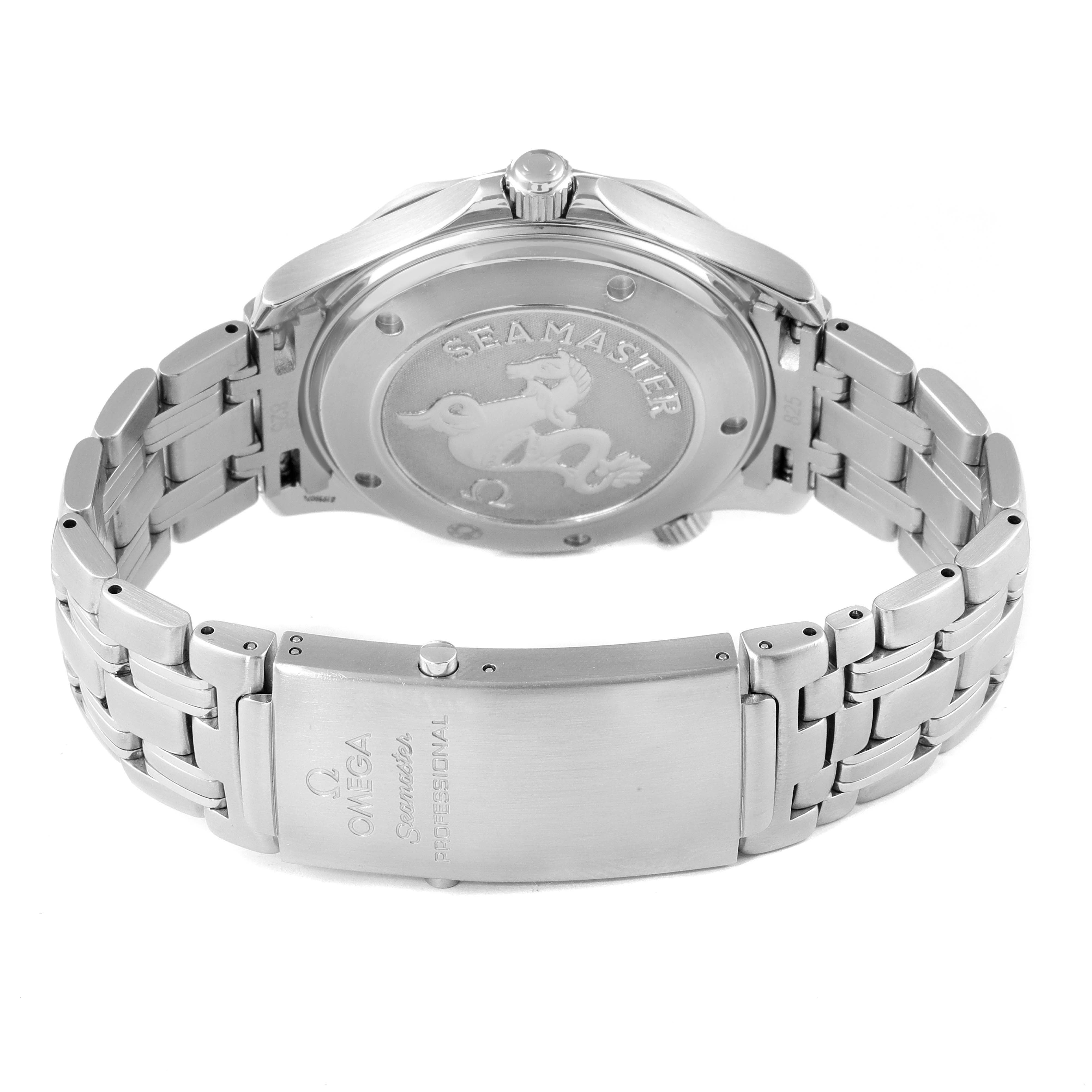 The image shows the back case and bracelet of an Omega Seamaster 212.30.41.20.01.002 Men's Stainless Steel Black Dial 212.30.41.20.01.002 Men's Stainless Steel Black Dial watch.