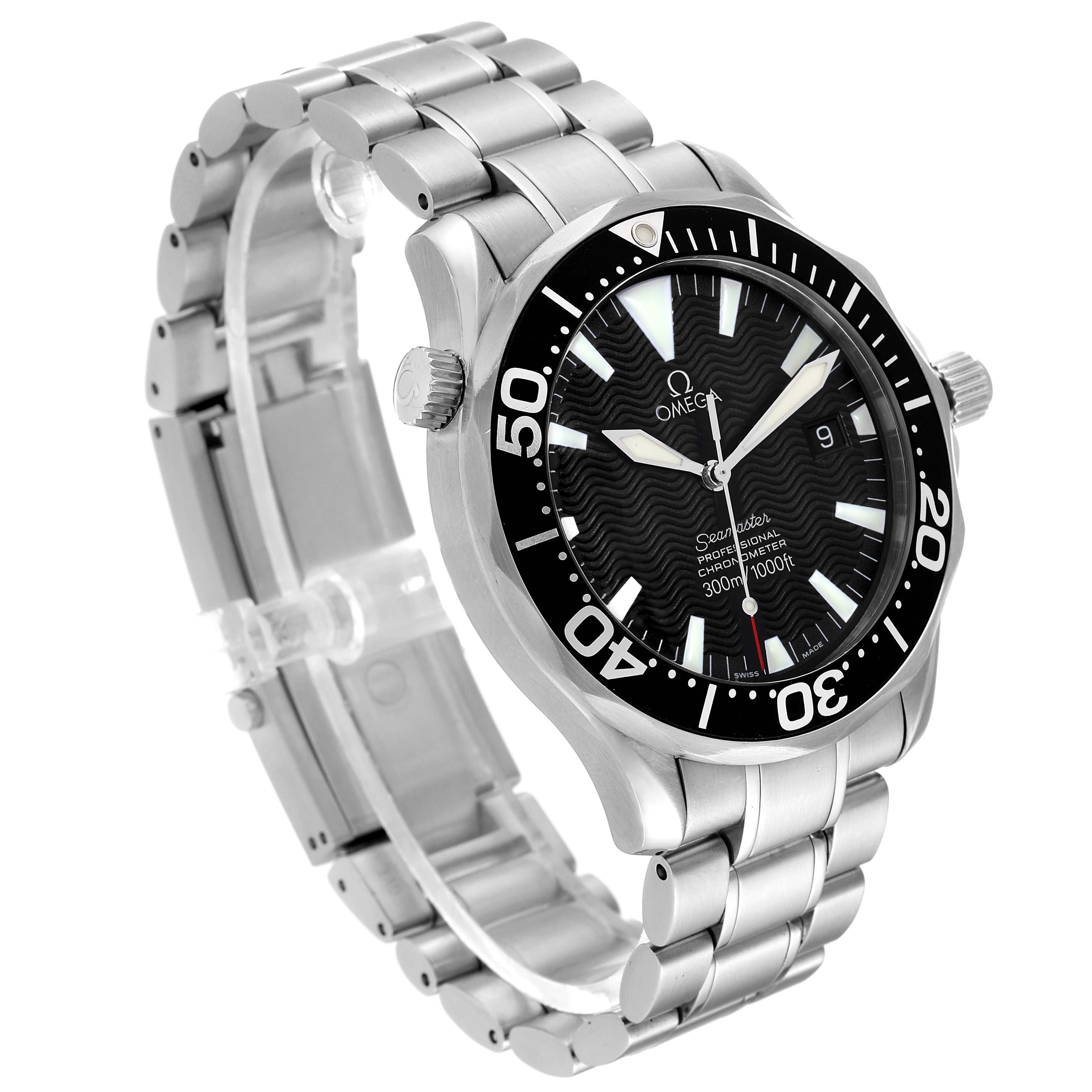 This Omega Seamaster 2254.50.00 Men
s Stainless Steel Black Dial 2254.50.00 Men
s Stainless Steel Black Dial watch is displayed at a three-quarter angle showing the dial, bezel, case, and bracelet.
