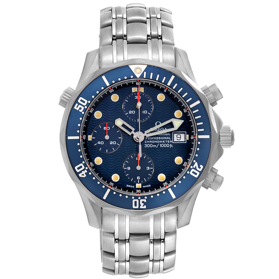 Omega Seamaster Diver Chronograph Blue Dial Titanium Mens Watch 2298.80.00 SwissWatchExpo