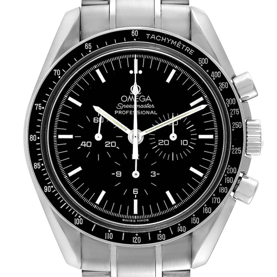 Omega Speedmaster Moonwatch Hesalite Sapphire Steel Mens Watch 3572.50.00 SwissWatchExpo